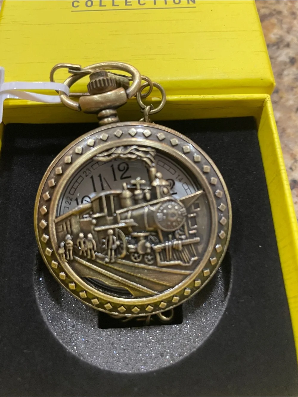 Invicta Brass-Tone Train Pocket Watch
